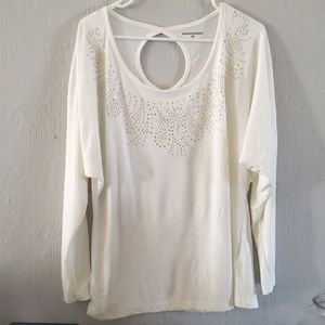 Beige, gold dots long sleeve blouse